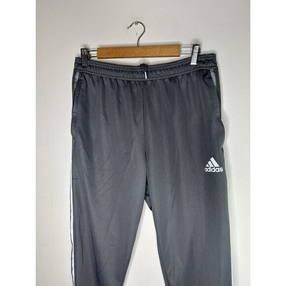Adidas Drawstring Track Pants Mens Gray Stripes Zipper Pockets Size Large - Picture 4 of 15